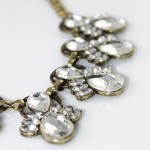 Frosty Teardrop Pendant Crystal Stone Vintage Necklace